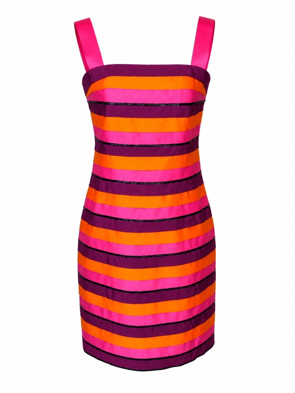 Cyril Verainne Colorblock Stripe Mod Mini Dress Barbiecore Dopamine Retro- Sz 8